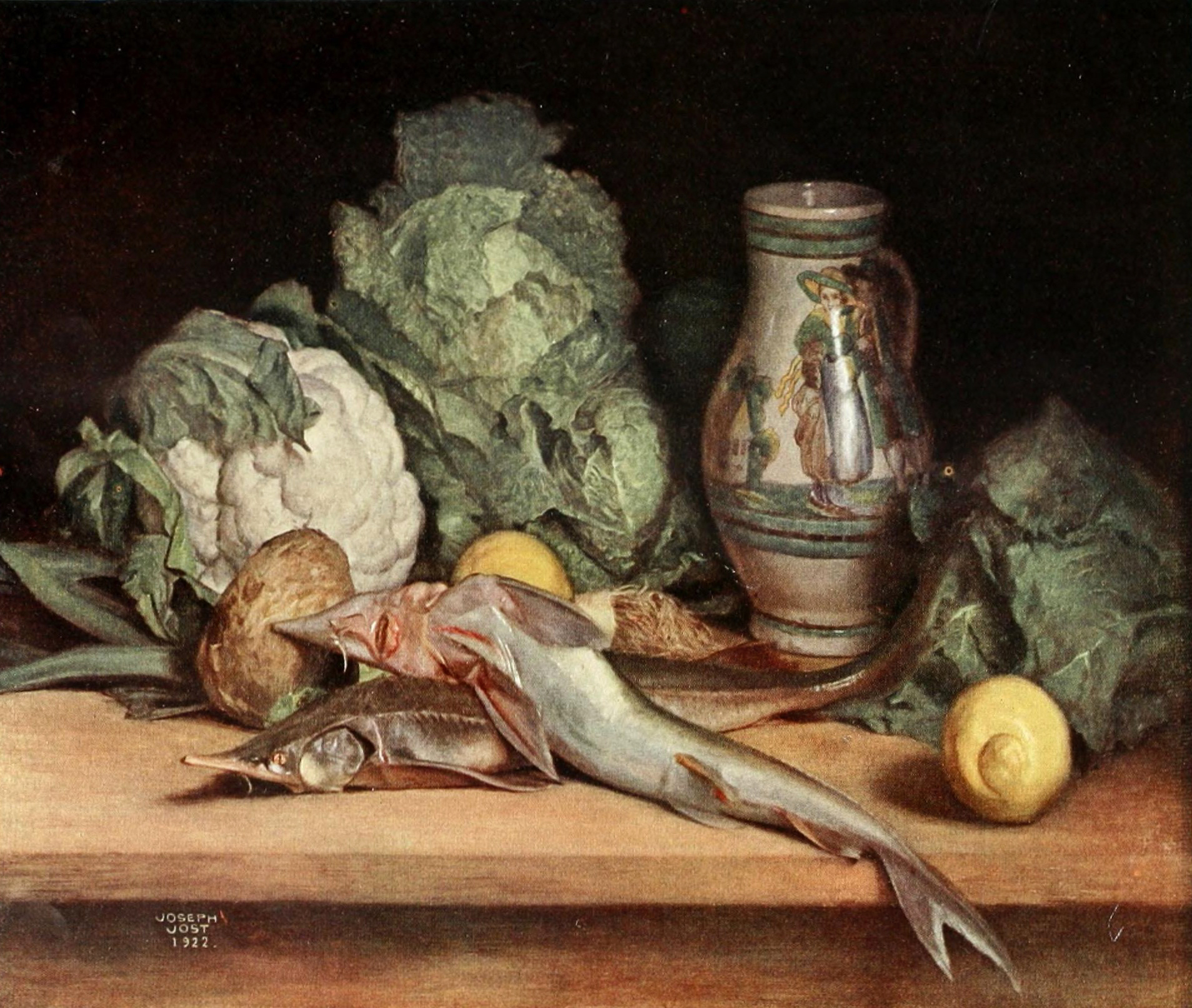  - still-life-with-sturgeon-lemon-vegetables-jug-josef-jost-circa-1922