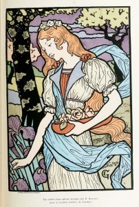 Eugene Grasset Art Nouveau Print Woman Collecting Flowers