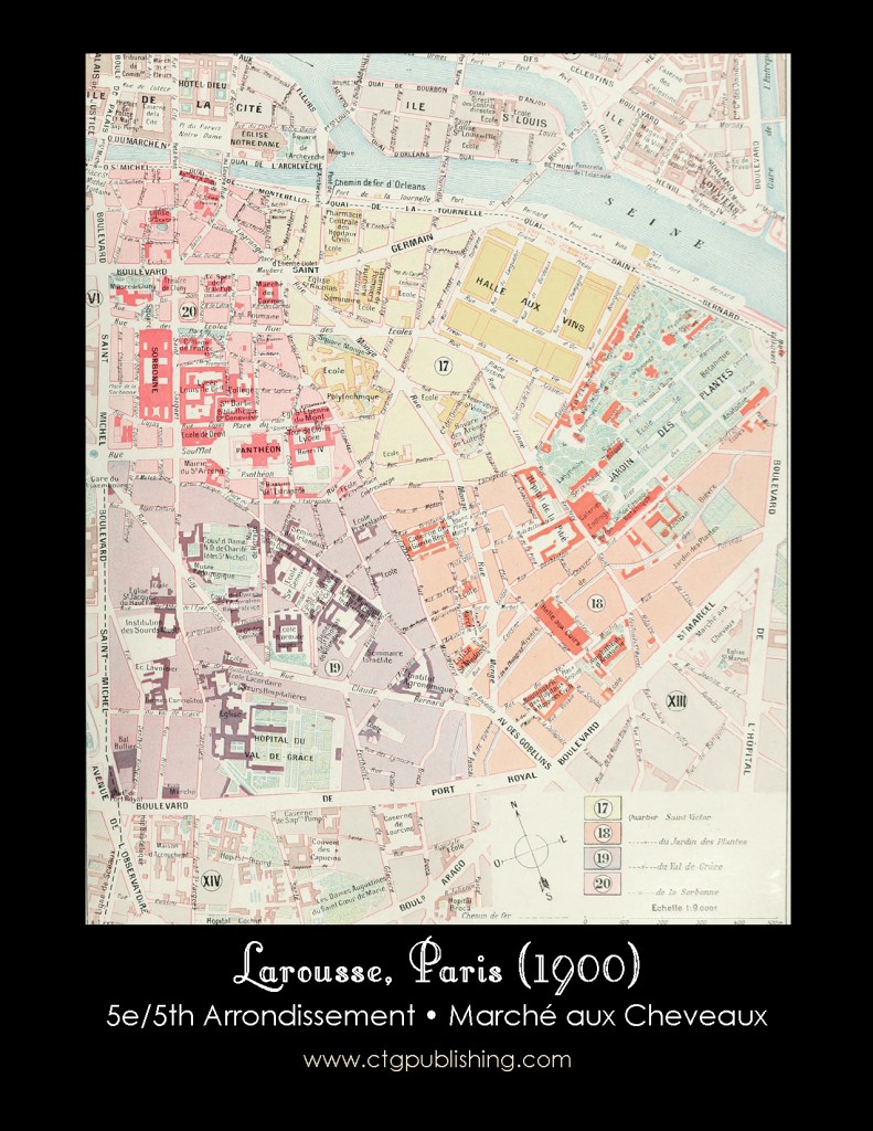 Larousse Carte Map of Paris 1900