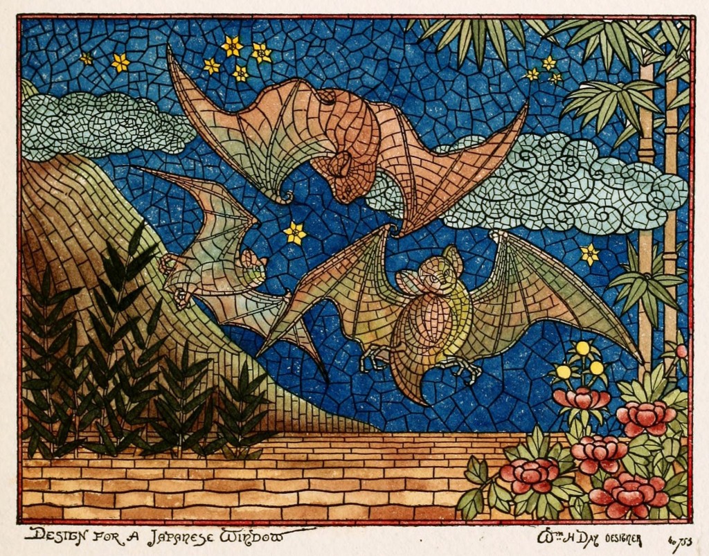 Mosaic Glass Art - Japanese Window Design  - Belcher Mosaic Glass Co. 1886 - Desgined by Wm. H. Day