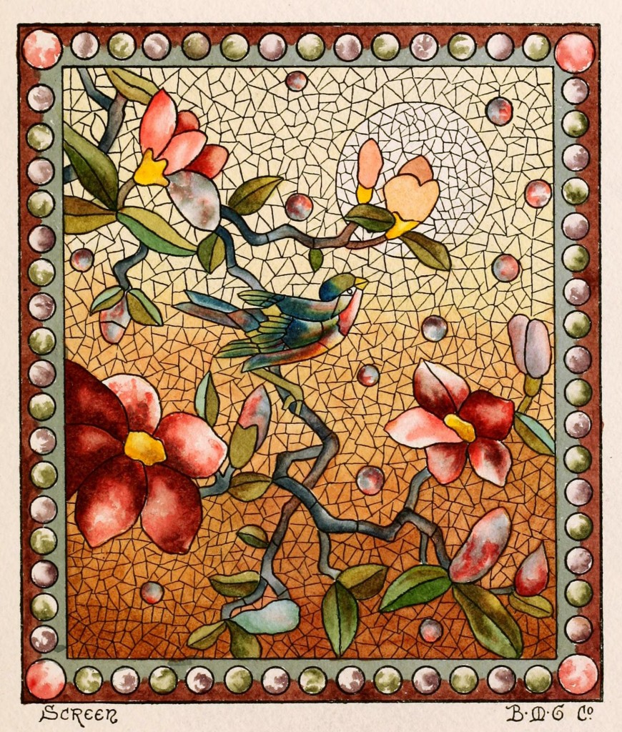 American Mosaic Glass Art of 1880 - Screen Design - Belcher Mosaic Glass Co. 1886