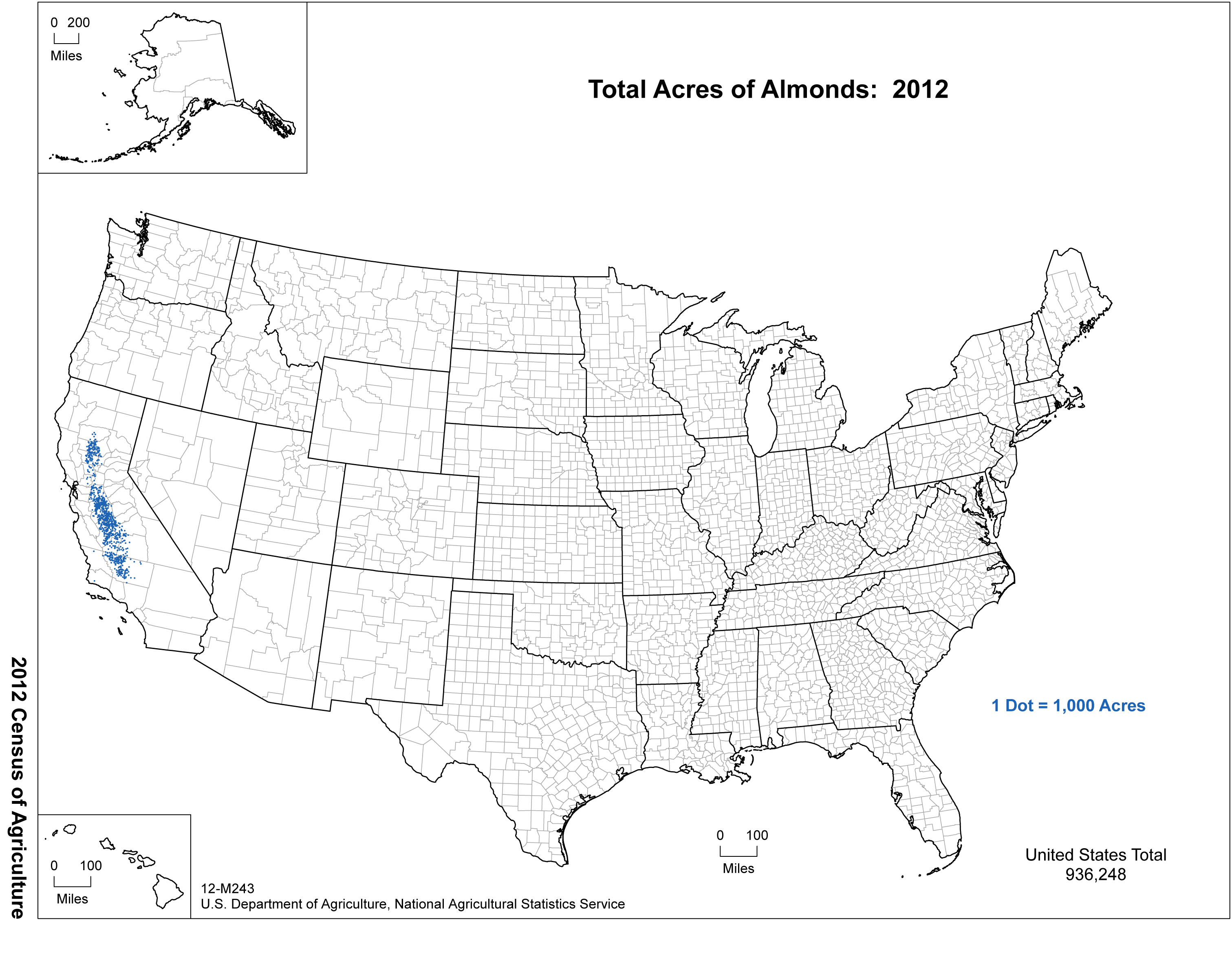 Map 2012 United States Top Almond Producing Areas