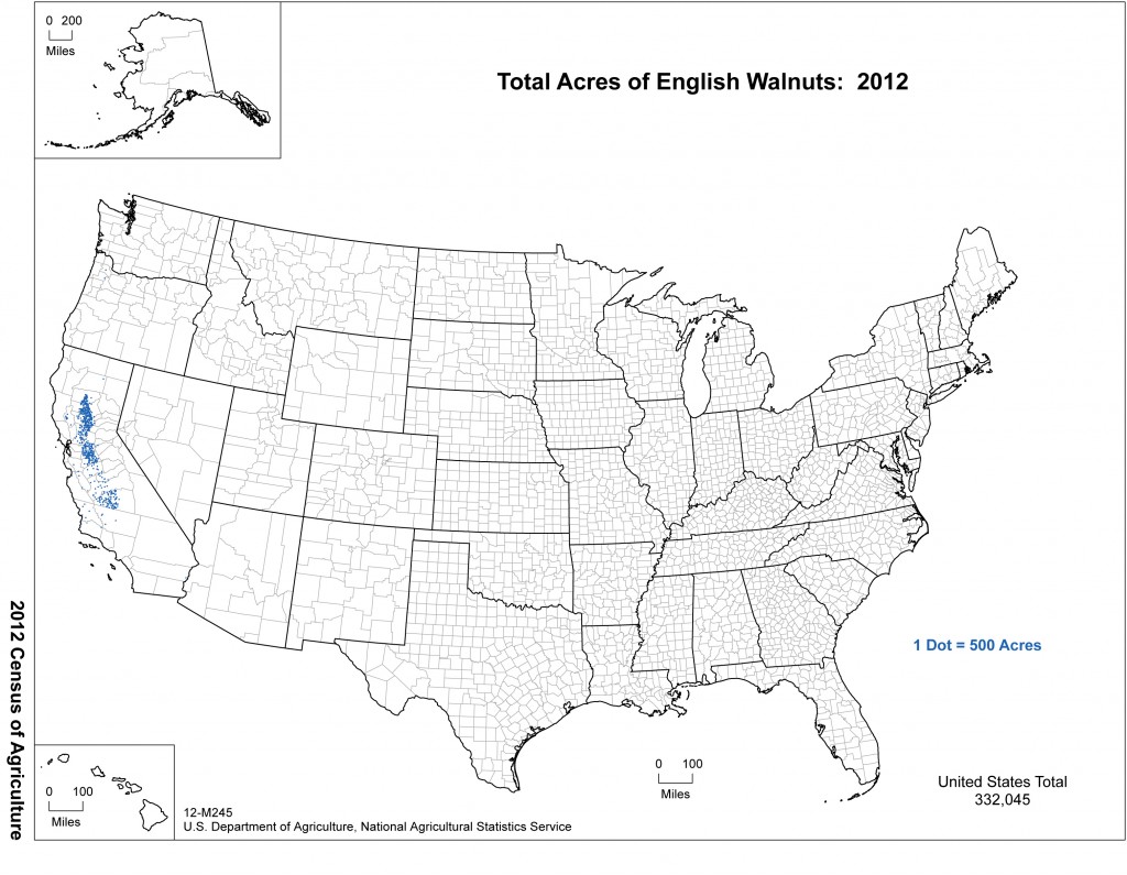 Map: 2012 United States Top English Walnut Producing Areas