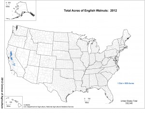 Map: 2012 United States Top English Walnut Producing Areas