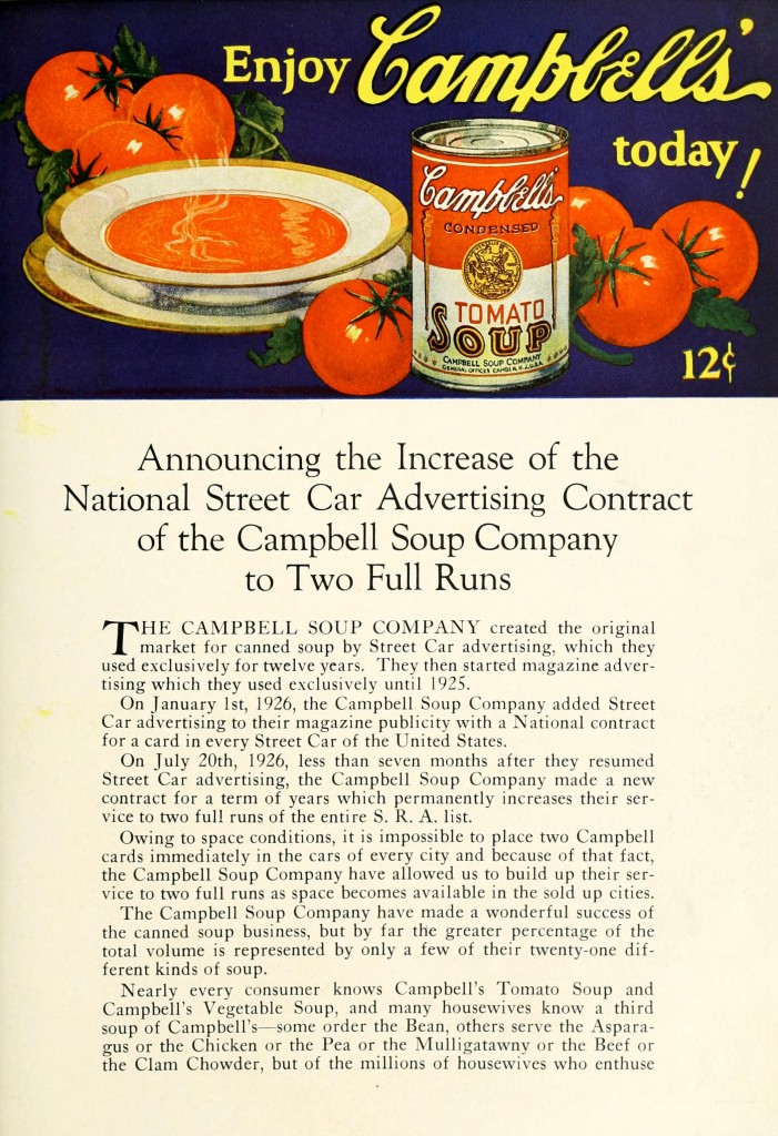 Campbells Soup Street Car Advertising circa 1926