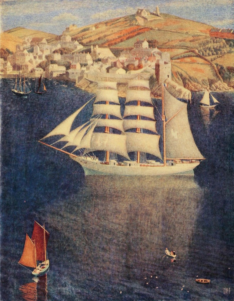 The Barque - Scene of Boats on the Water by Joseph E. Southall Circa 1910