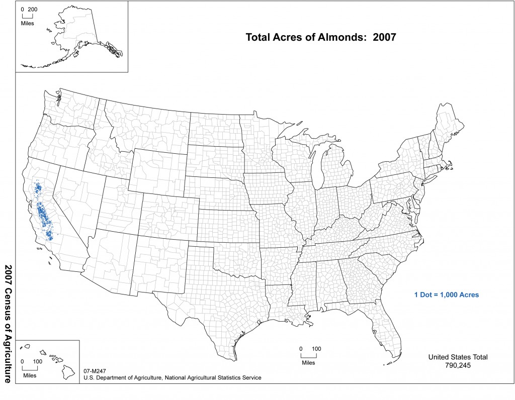 Almond Acreage Map for the United States - USDA Map