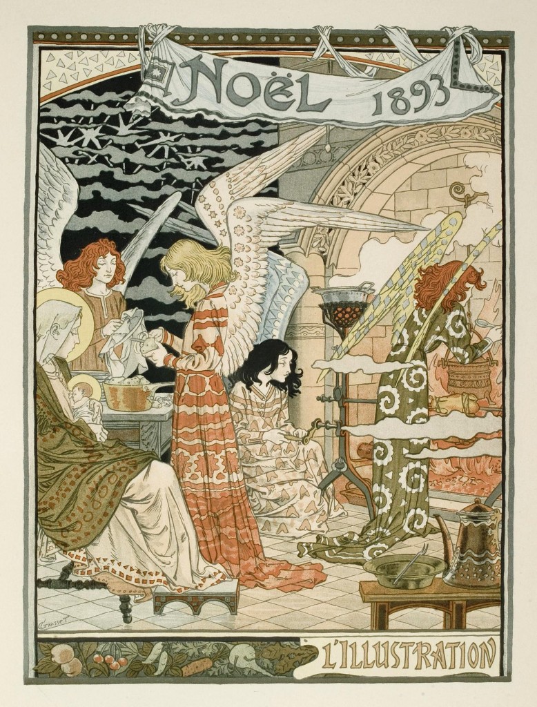 Cuisine des Anges or Angels Kitchen A Christmas Illustration circa 1893 by Eugene Grasset