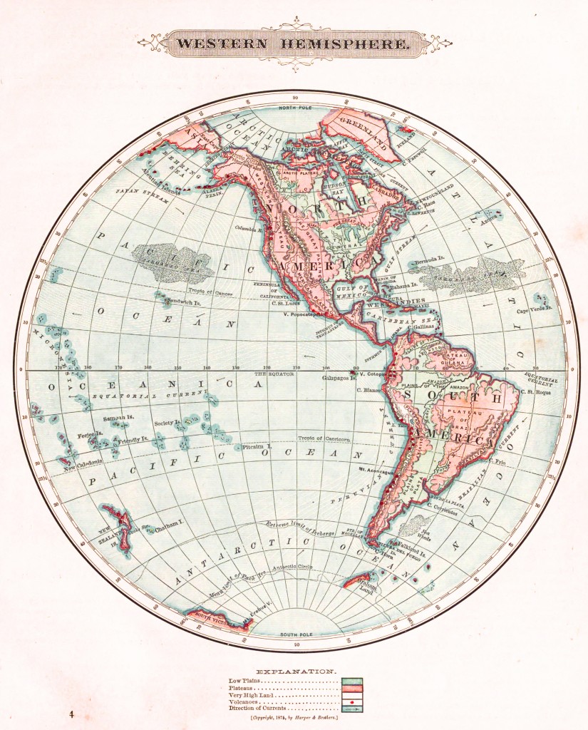 1881 Earth Globe Map by Harper's - America
