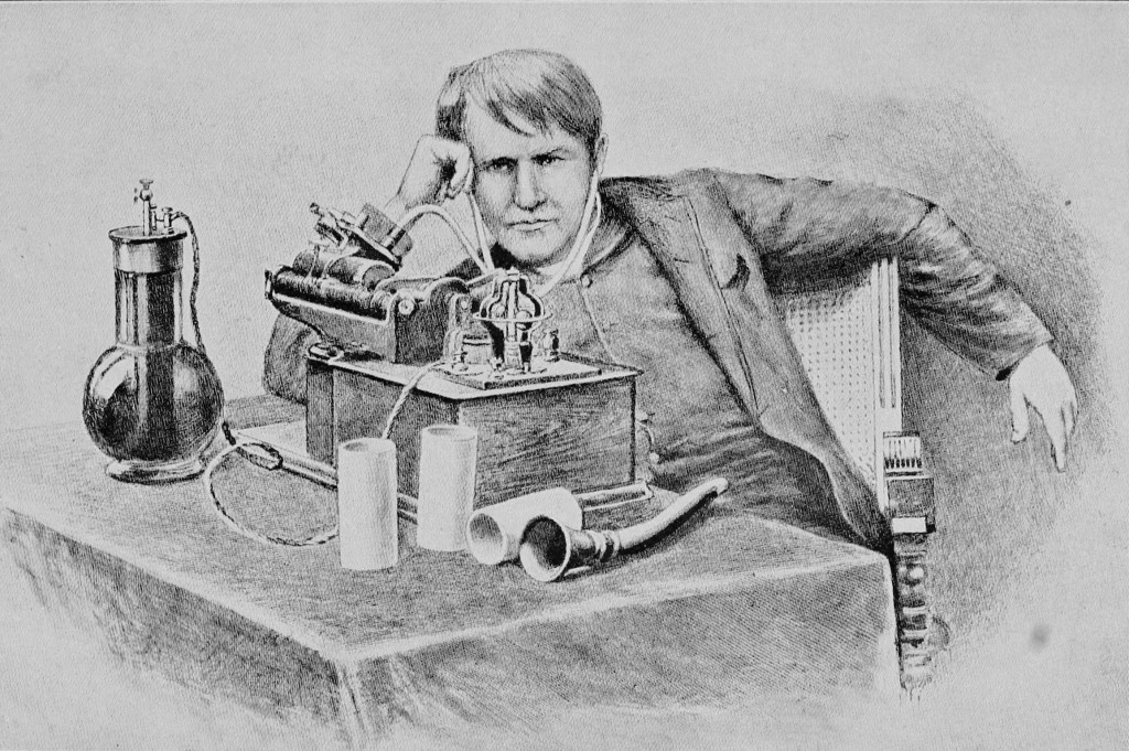 Sketch of Thomas A. Edison Phonograph Portrait 1888