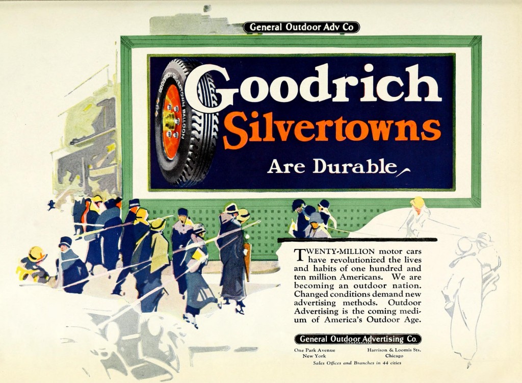 Goodrich Tires Outdoor Billboard Advertising circa 1926 by General Outdoor Advertising Co