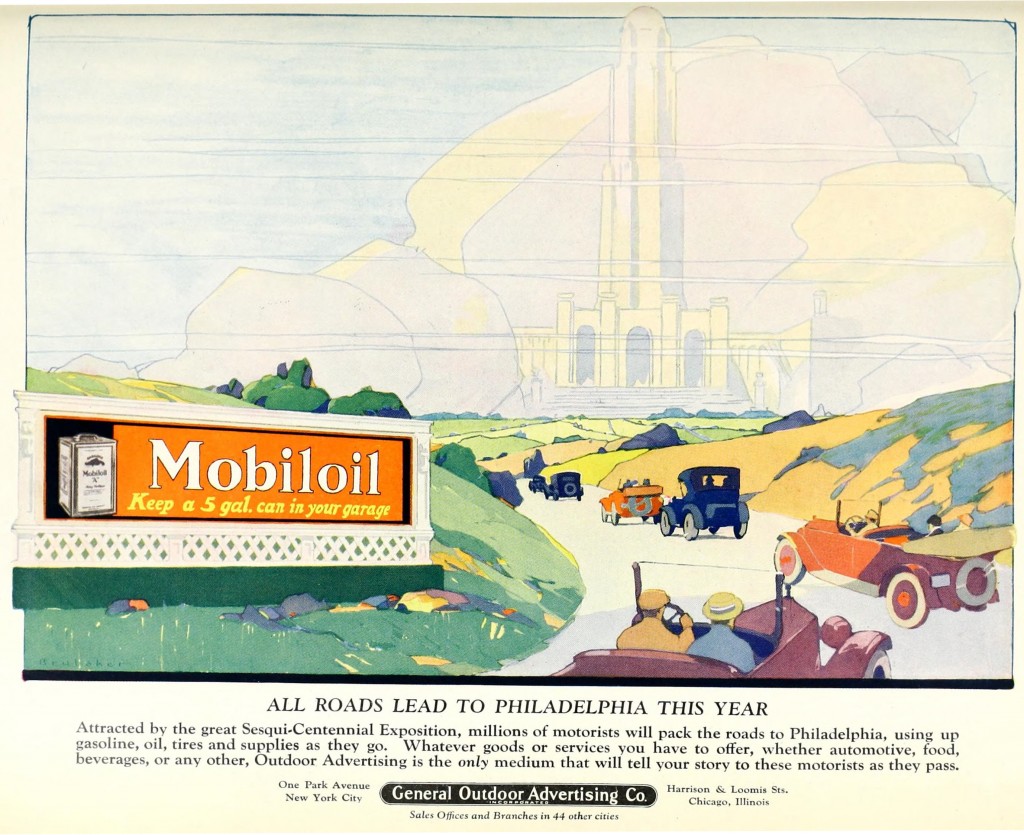 Mobil Oil Outdoor Billboard Advertising circa 1926 by General Outdoor Advertising Co