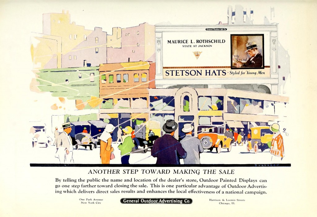 Rothschild Stetson Hats Outdoor Billboard Advertising circa 1926 by General Outdoor Advertising Co