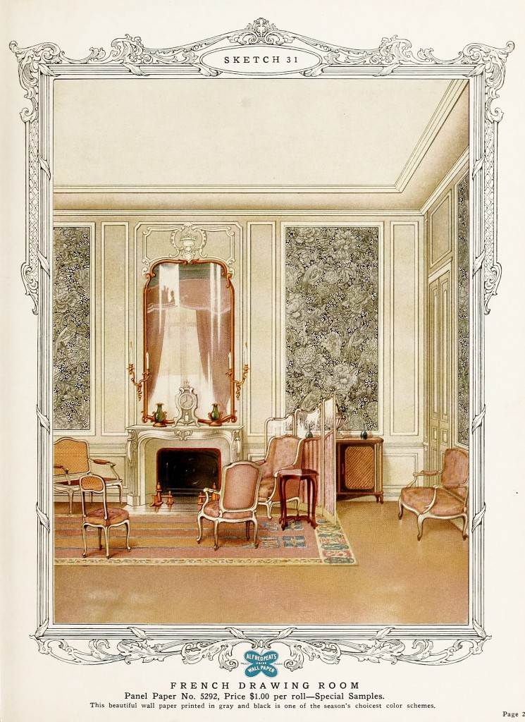 French Drawing Room Design circa 1917 by Alfred Peats Co