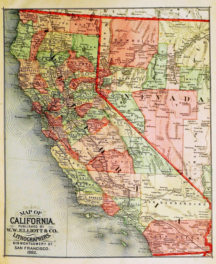 Old California Map circa 1882