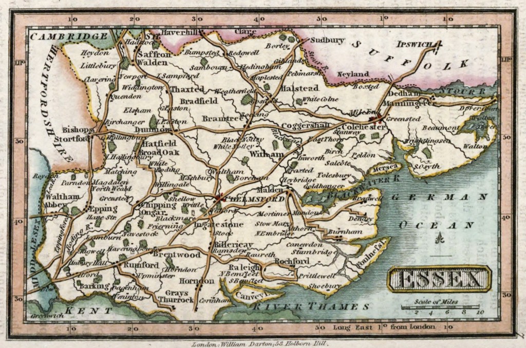 Map of Essex England circa 1820 by William Darton Publishing