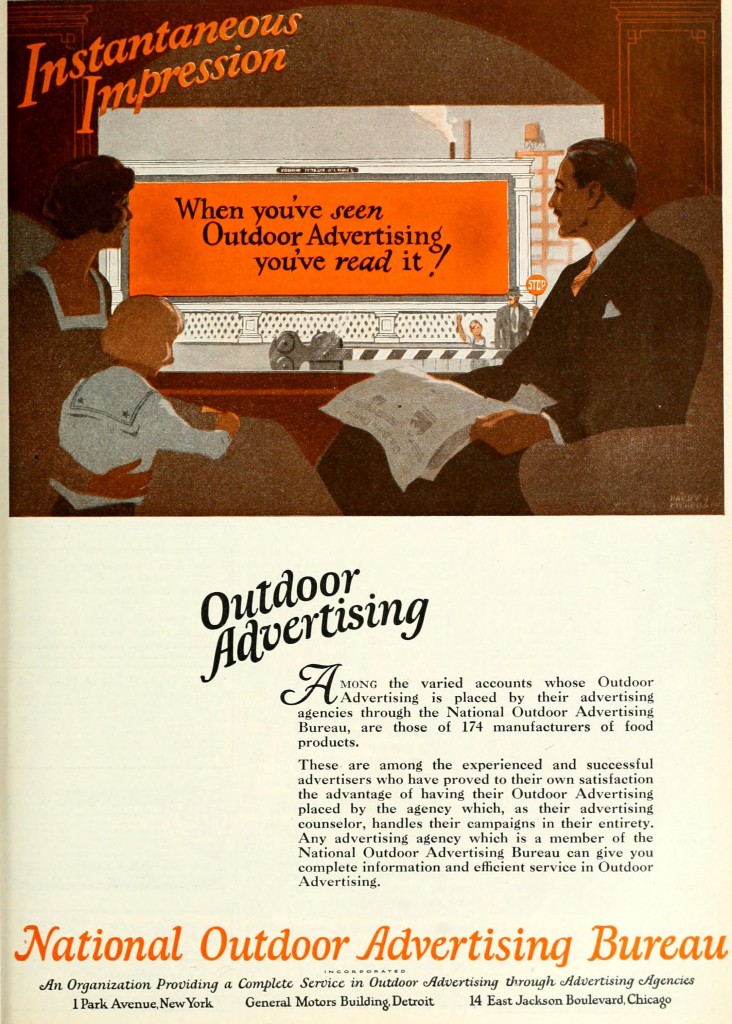 National Outdoor Advertising Bureau 1926 Ad Instantaneous Impression
