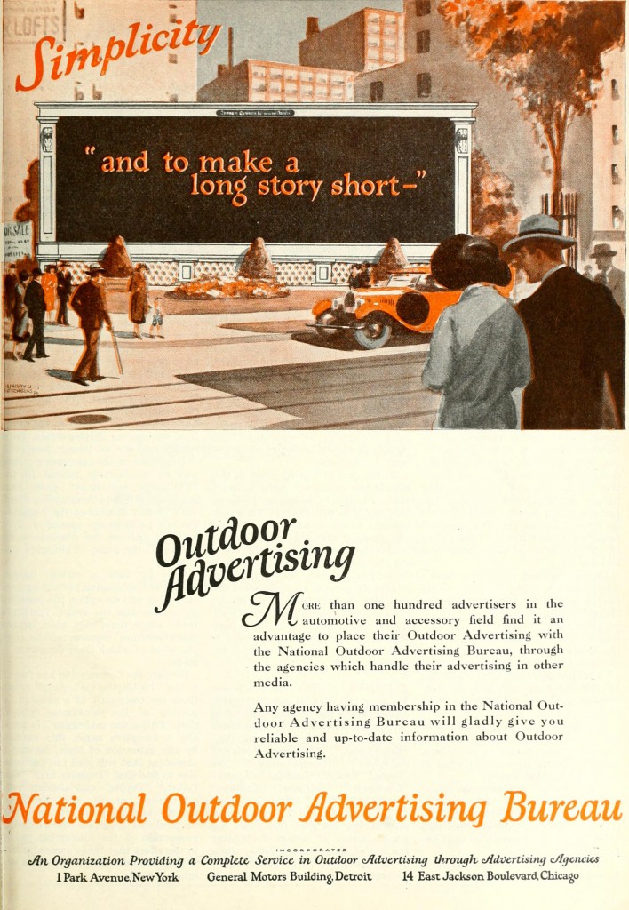 National Outdoor Advertising Bureau 1926 Ad Simplicity to Make a Long Story Short