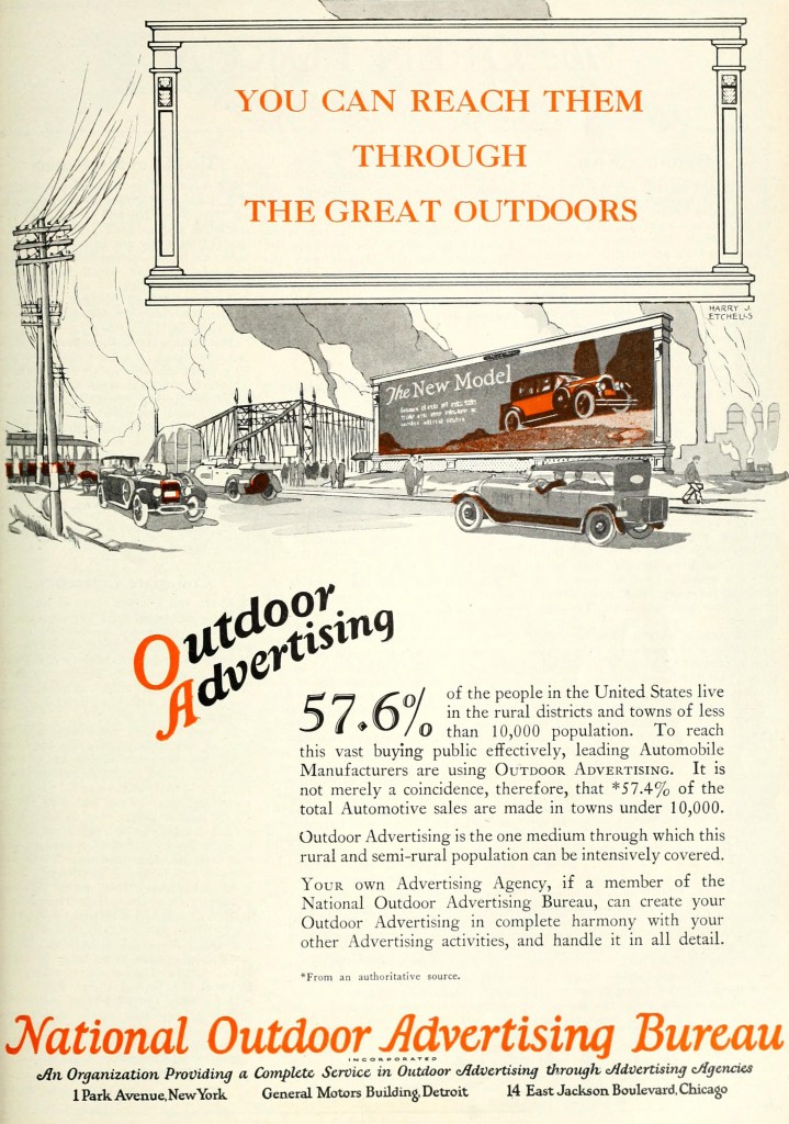 National Outdoor Advertising Bureau 1927 Ad Reach them Outdoors