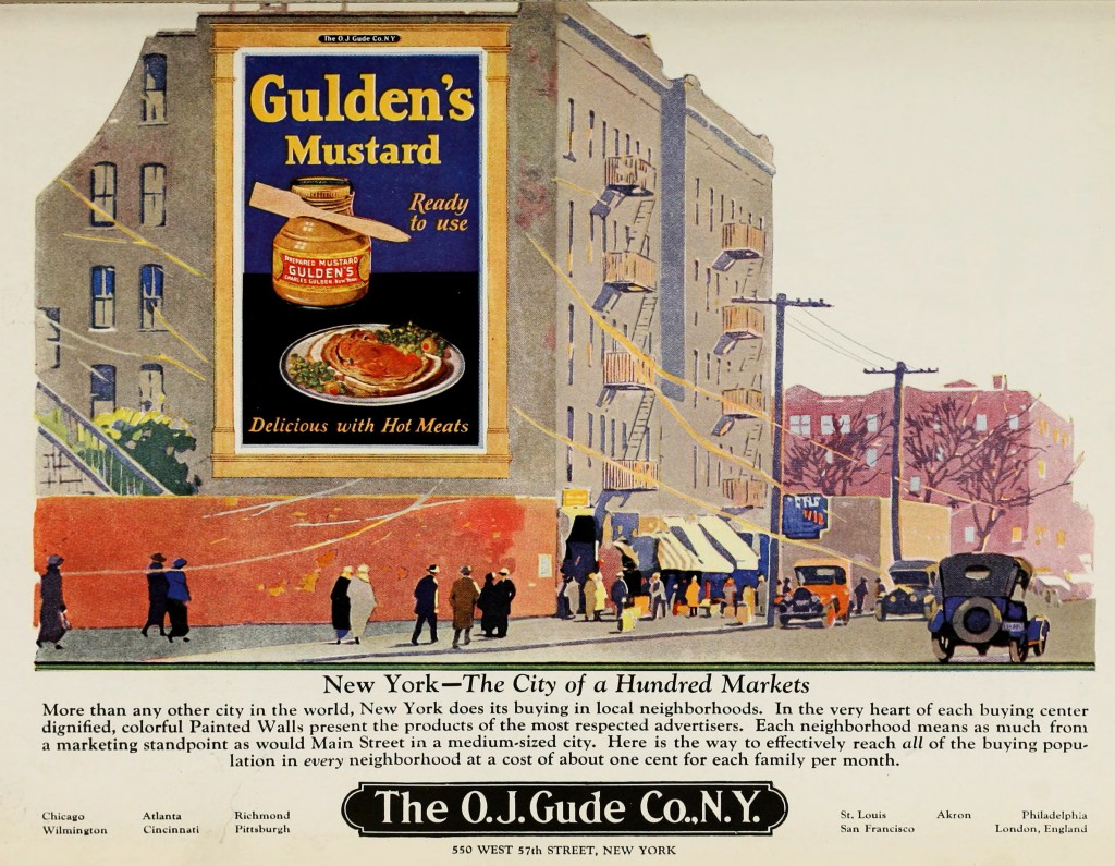 Gulden's Mustard Outdoor Billboard Advertising circa 1924 by O.J. Gude