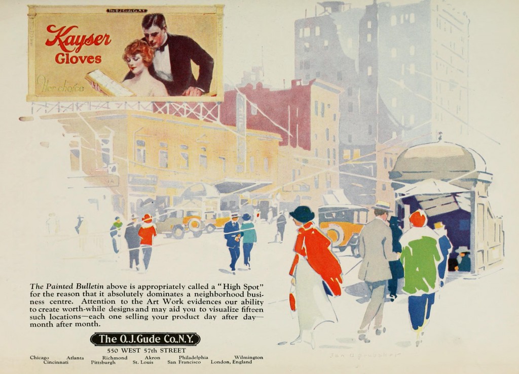 Kayser Gloves Outdoor Billboard Advertising circa 1924 by O.J. Gude