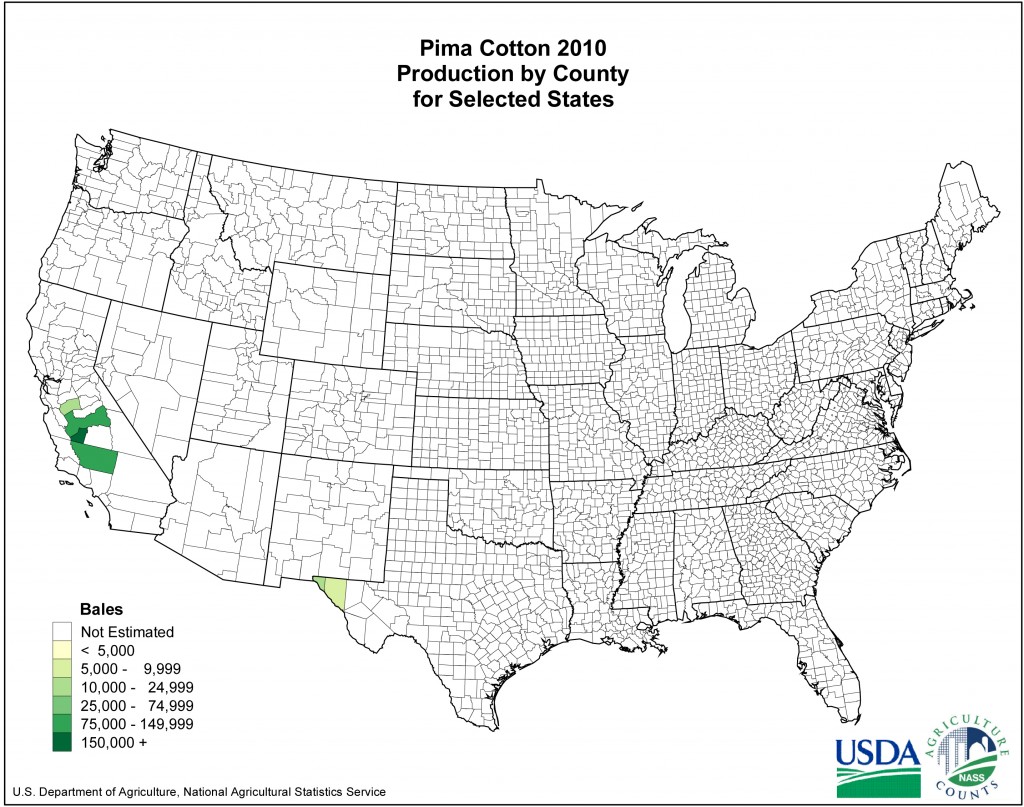 Pima Cotton USDA 2010 Production by County Chart