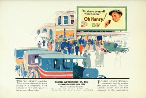Oh Henry Chocolate Bar Outdoor Billboard Advertising circa 1924 by Poster Advertising Co