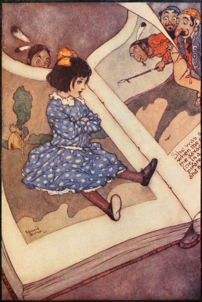 A Girl in a Book Illustration by Edmund Dulac circa 1910
