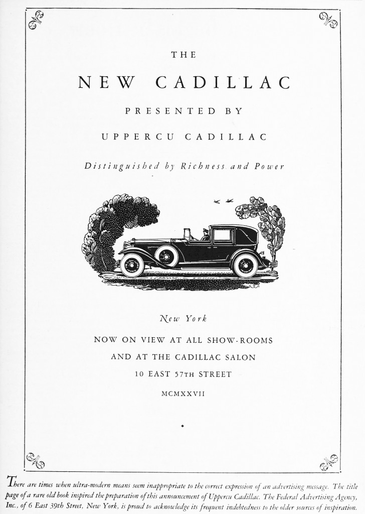 The New Cadillac Presented by Uppercu Cadillac New York circa 1928