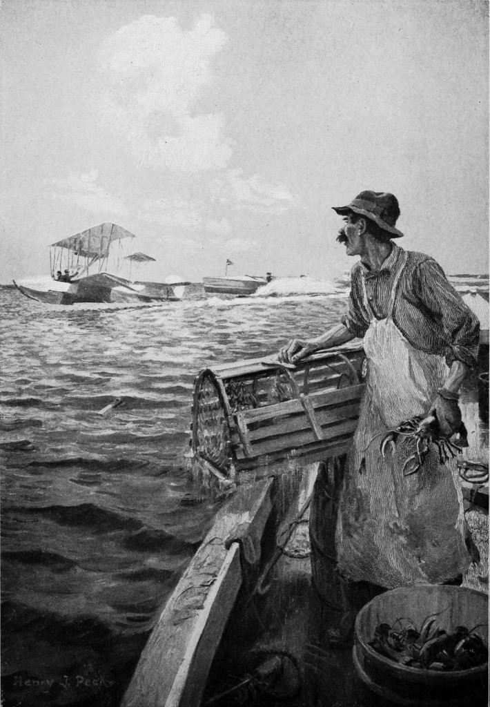 The Race by Henry J. Peck - Seaplane and Motorboat