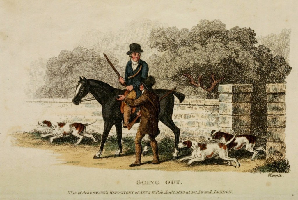 1810 Antique Bird Hunting Scene - Heading Out for the Hunt