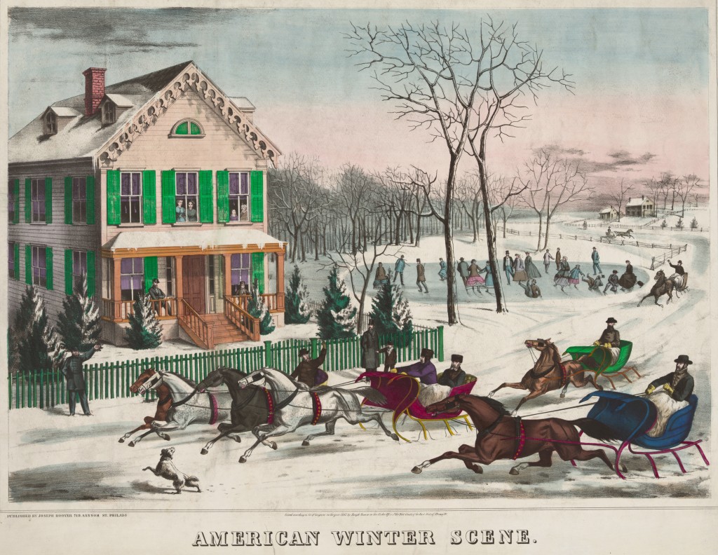 Sledding An American Winter Scene by Joseph Hoover circa 1867