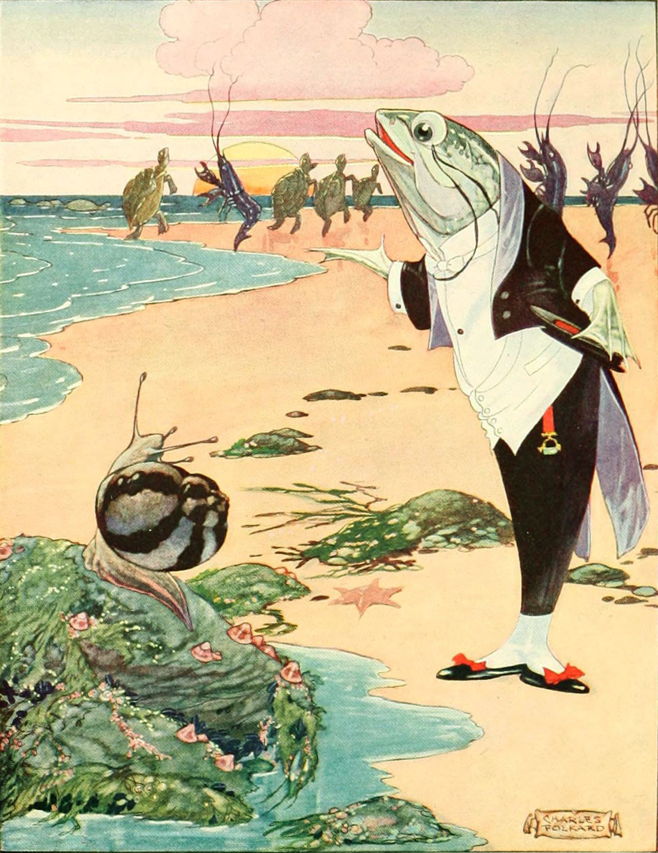 Charles Folkard Illustration The Lobster Quadrille