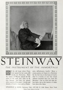Franz Liszt Steinway Piano Advertisement circa 1920