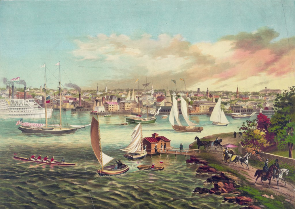Illustration Newport Beach Rhode Island circa 1876