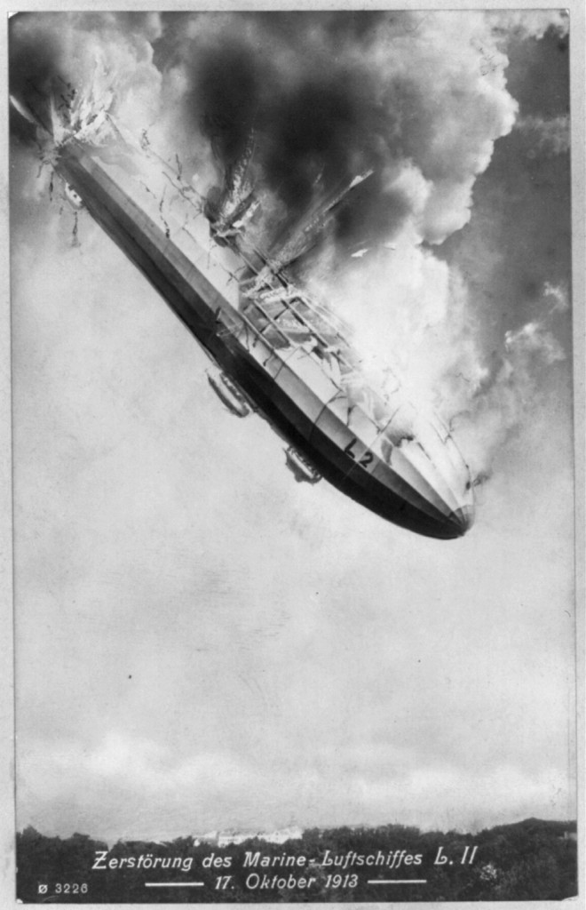 Zeppelin L-II Model Burning and Falling from the Sky on Oct 17, 1913
