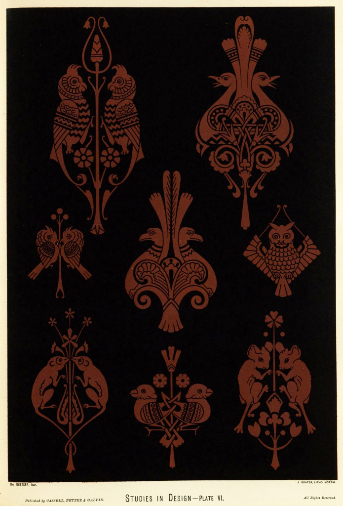Humorous Animal Wall Designs  from Studies in Design by Christopher Dresser circa 1876