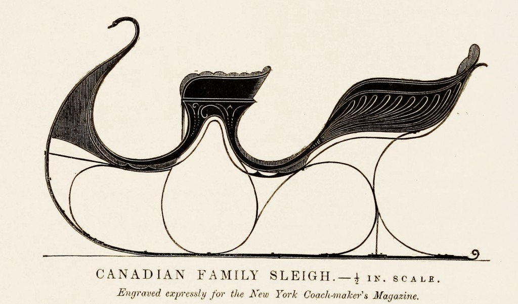 Canadian Family Sleigh - Carriage Antique Illustration circa 1863