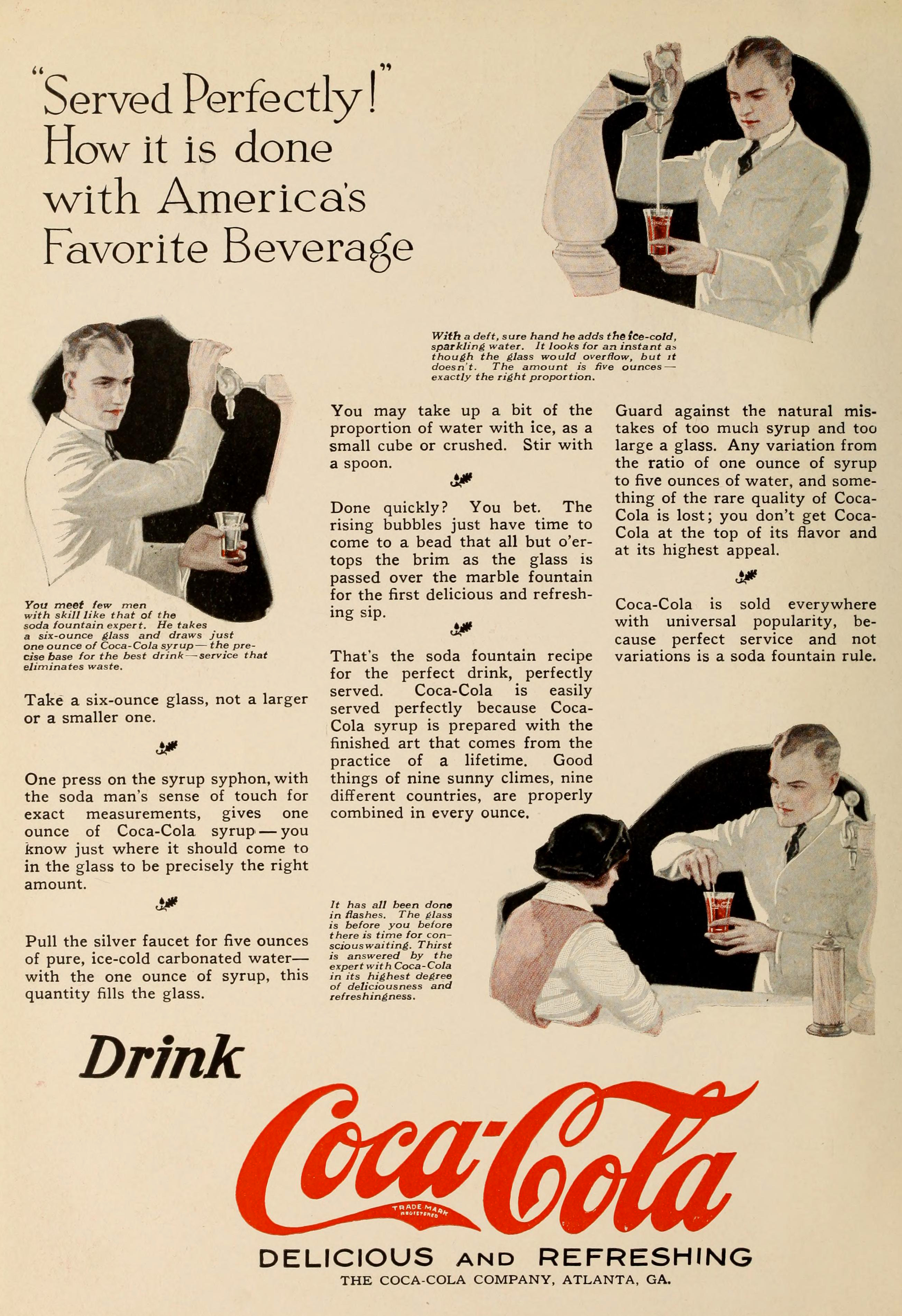 Coca-Cola Ad circa 1923 - Instructions on How to Make the Perfect Coke circa 1921