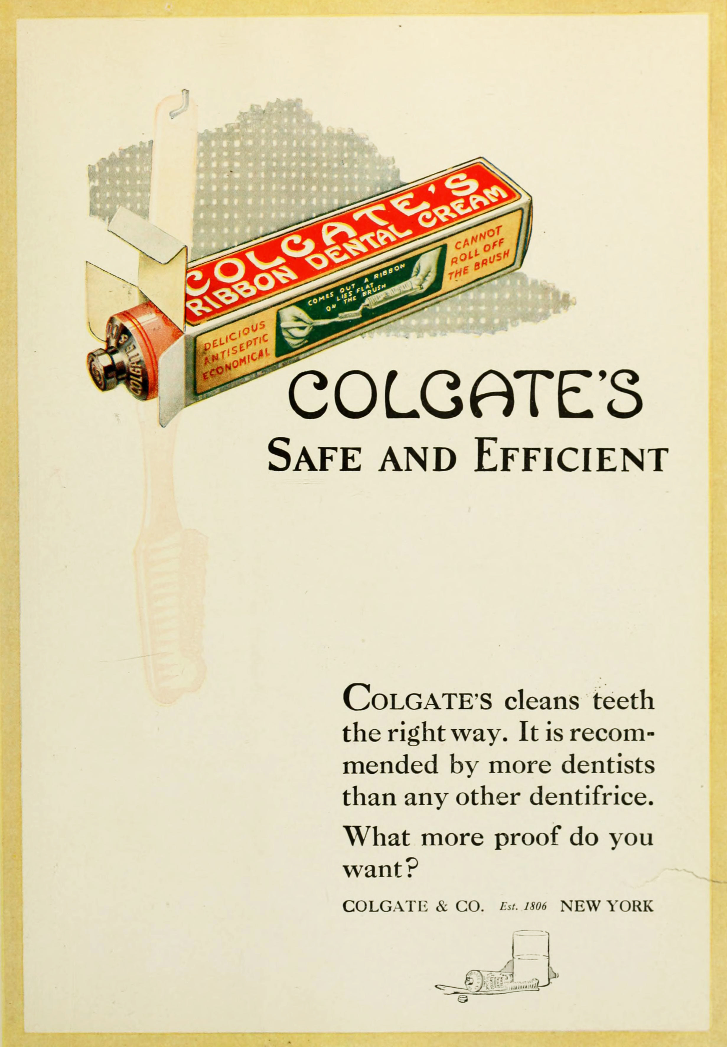 Colgate's Ribbon Dental Cream Toothpaste Ad Circa 1922