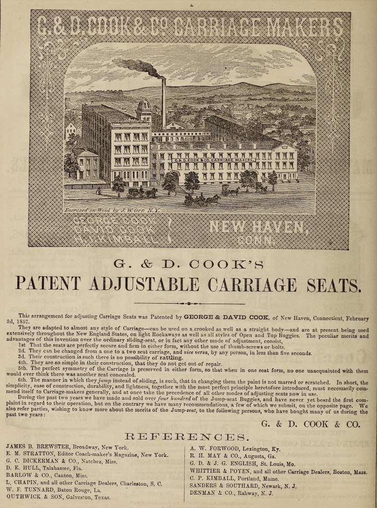 Advertisement - Cook's Carriage Company from New York Coach Magazine 1859