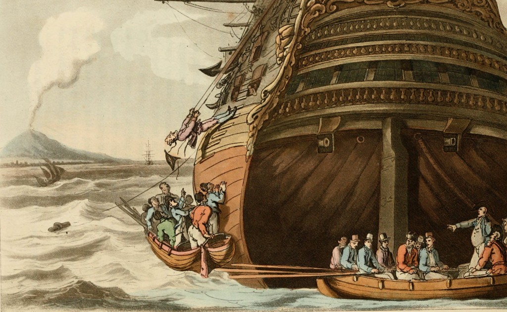 Don Michele Getting Up the Ship's Side Italy  circa 1802 as Published in 1815