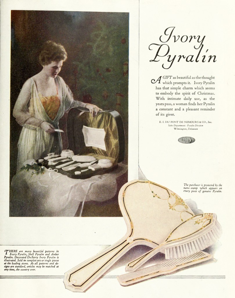 Dupont Plastic Ivory Pyralin Brush Set Advertisement circa 1921