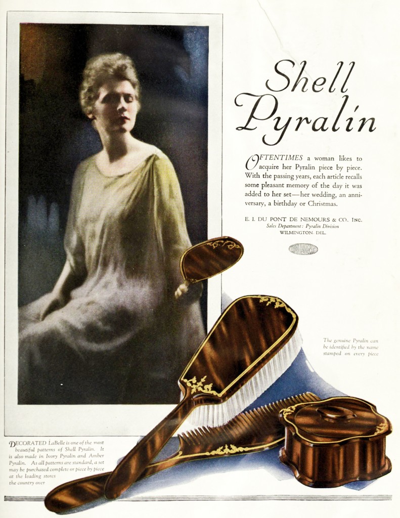 Dupont Plastic Shell Pyralin Brush Set Advertisement circa 1921