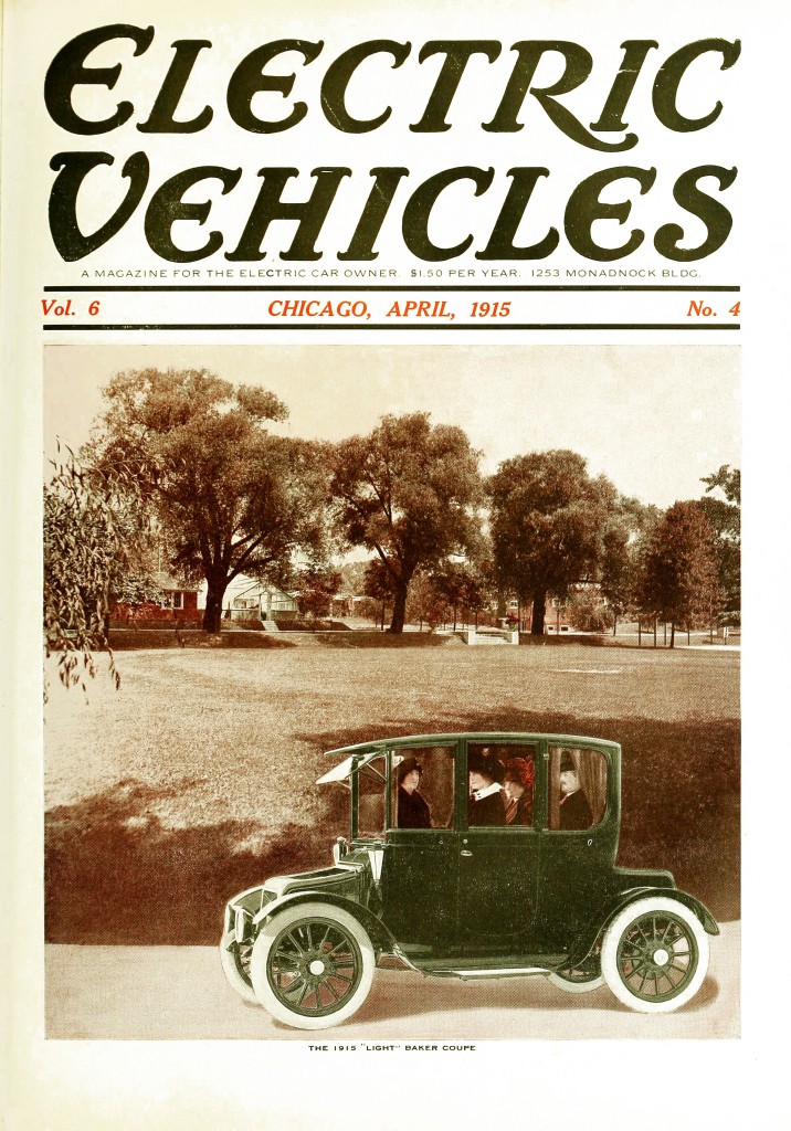 Electric Vehicles Magazine Cover April 1915