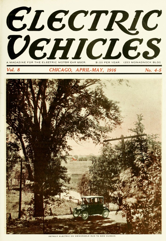 Electric Vehicles Magazine Cover April and May 1916