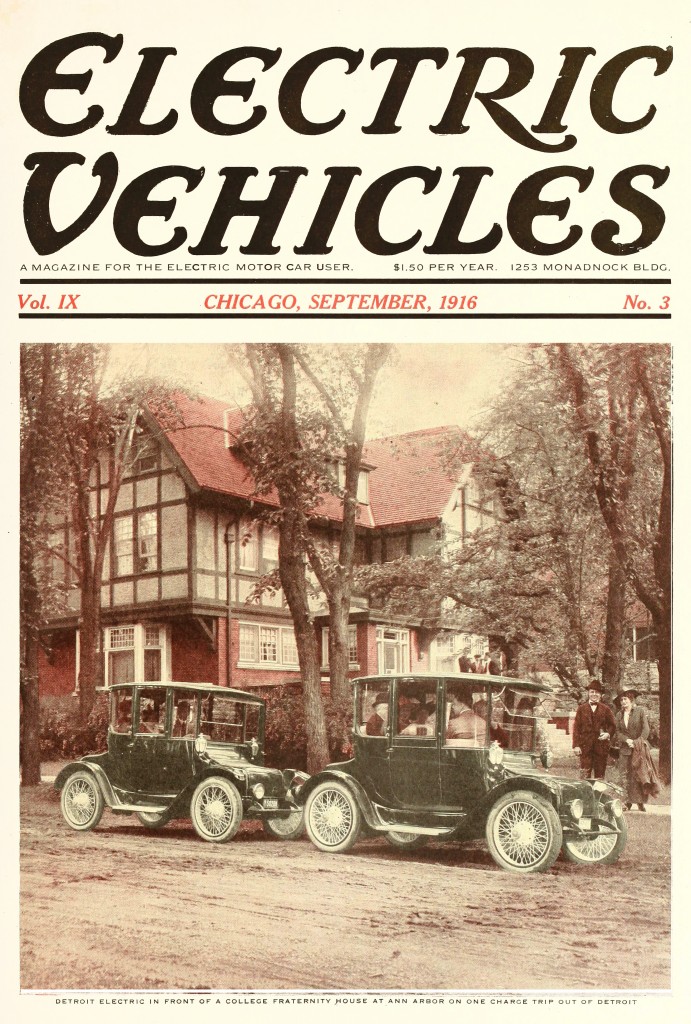 Electric Vehicles Magazine Cover September 1916