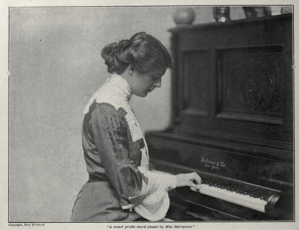 Ethel Barrymore Portrait At A Piano with a Quote Included in the Caption 1902