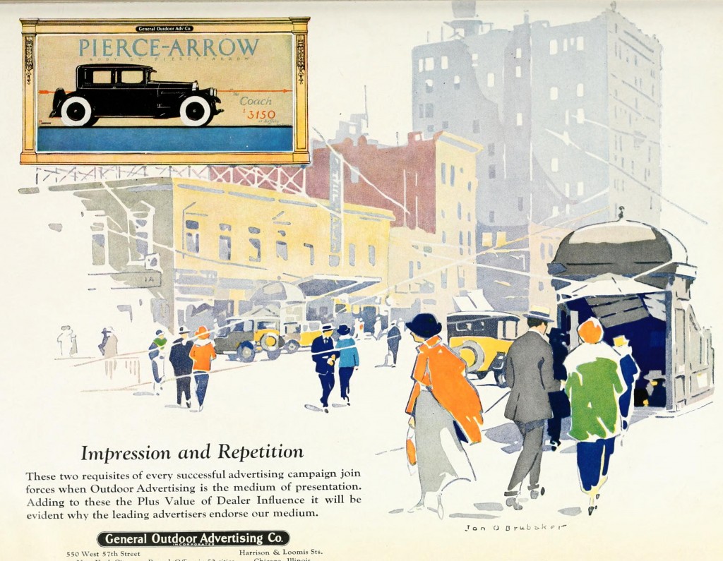 Pierce-Arrow Coach Car Outdoor Billboard Advertising circa 1926 by General Outdoor Advertising Co