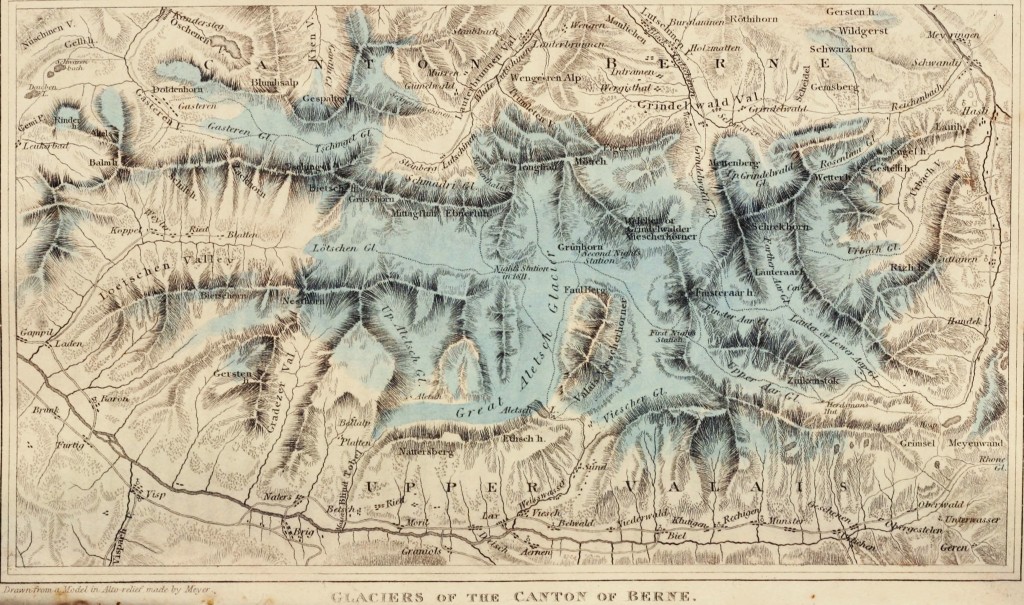 Bern Switzerland Glacier Map circa 1812